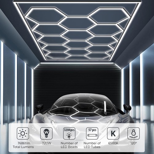 14x led hexagon lampe 6500k - 14x,